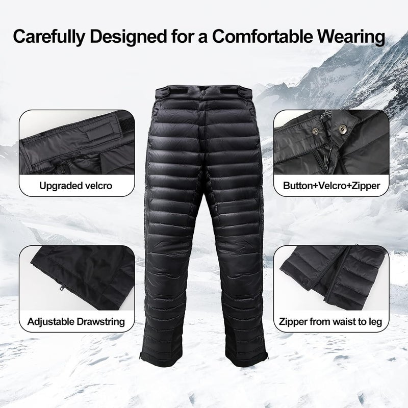Tapasimme Men's Winter Ultra Warm Utility Down Pants Insulated Outdoor Windproof Compression Snow Pants High Waisted - Image 4